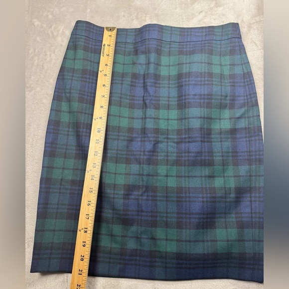 J.Crew Factory Wool Blend The Pencil Skirt Blue Black Green Tartan Plaid Size 6 - Picture 5 of 13